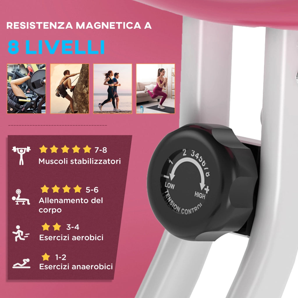 Cyclette Pieghevole Magnetica da Casa ¨C Zephmum ¨C Rosa 43x97x109cm