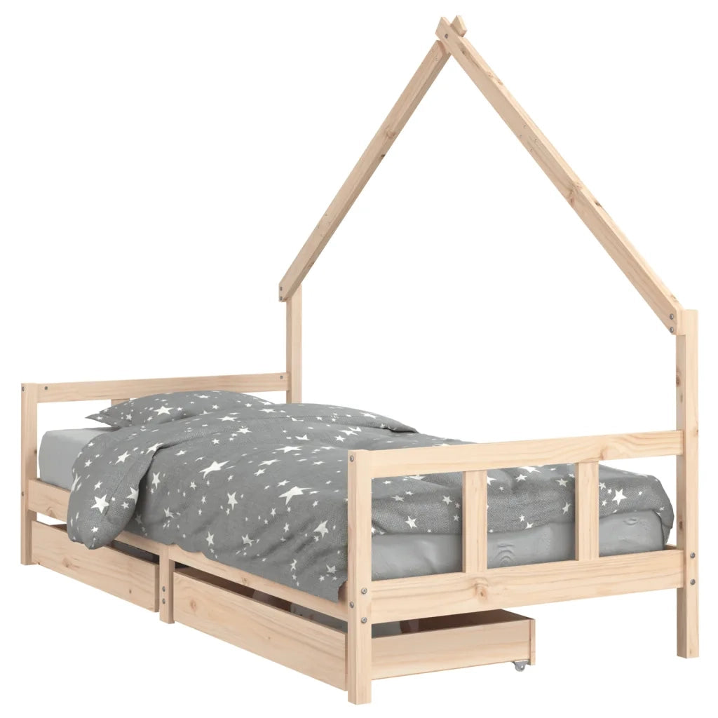 Giroletto per Bambini con Cassetti 90x190cm Legno Massello Pino 834546