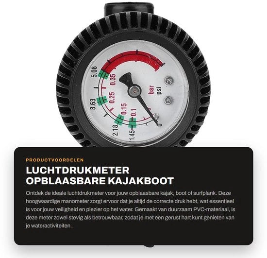 Manometro di Pressione dell'Acqua - Barometro di Sicurezza - Manometro di Pressione dell'Acqua - Materiale PVC - Adattatore di Sonda Lunga - Adatto per Kayak/Barca - Resistente alla Corrosione