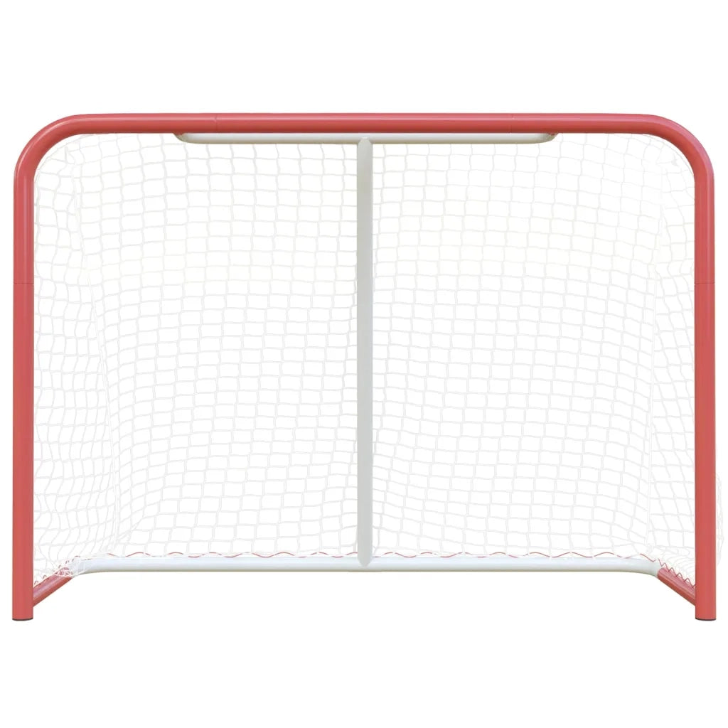 Porta Hockey Rete Rossa Bianca 153x60x118cm Acciaio Poliestere 93741