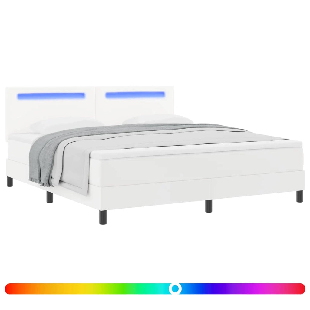 Letto a molle con materasso Bianco 180 x 200 cm Pelle sintetica 3339061