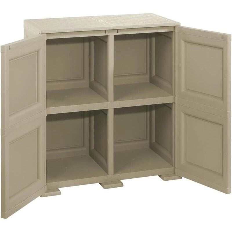 ARMADIO 2 ANTE TAUPE 79X43X85,5 CM CON 4 SCOMPARTI – MOBILE CONTENITORE COMPATTO PER ZONA GIORNO E INGRESSO