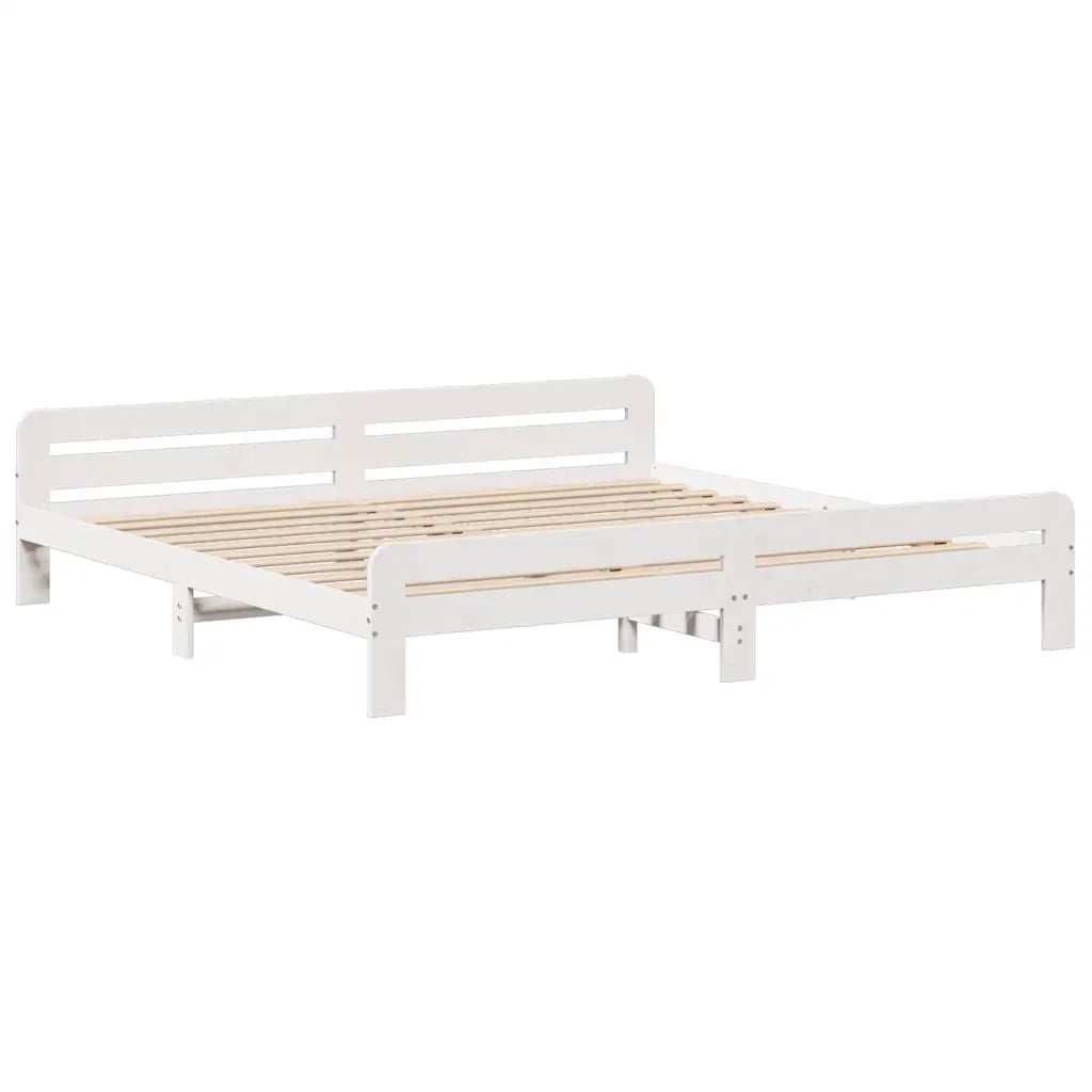 Giroletto senza Materasso Bianco 200x200 cm Legno Massello Pino 3309027