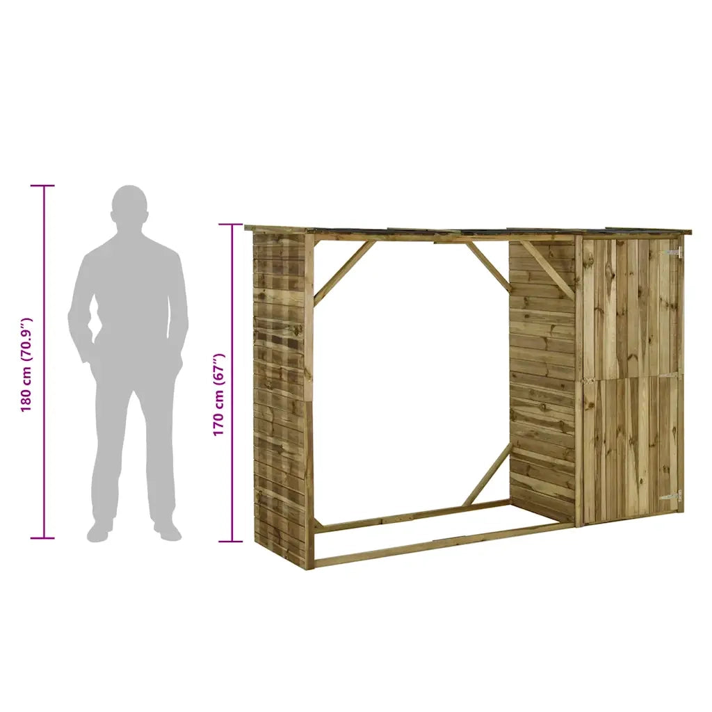 Capanno per Attrezzi e Legna Giardino in Pino 253x80x170cm 45137