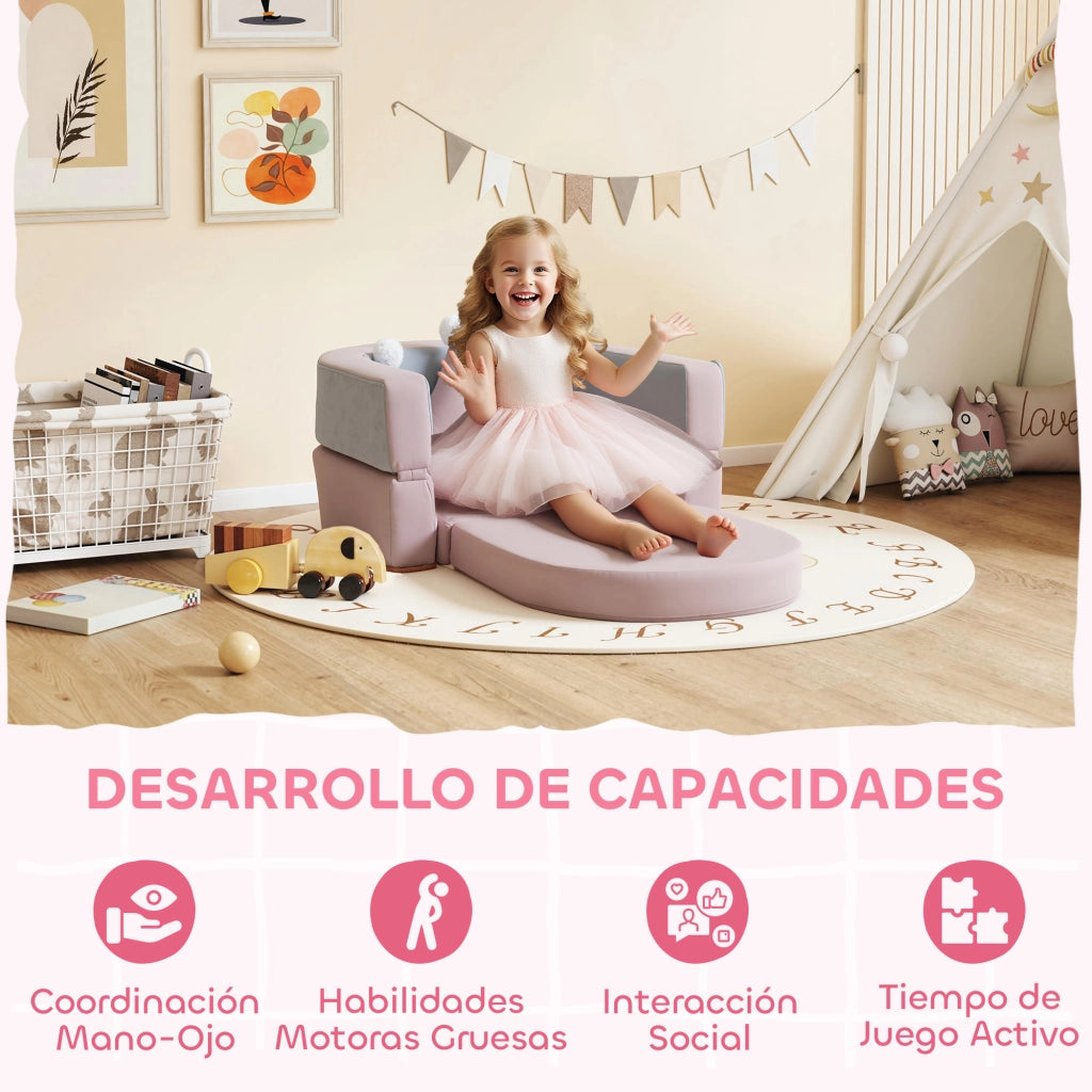 Letto a soppalco con cuscino corona ¨C zephmum ¨C rosa e azzurro 116x61x14