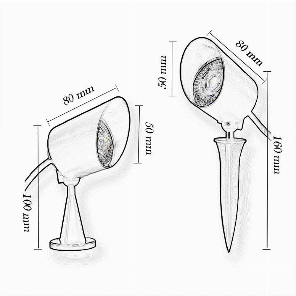 Trade Shop - Faretto Led 7w Con Snodo Picchetto Staffa Lampada Per Esterno Segnapassi Ip65 110 - -bianco Caldo      -