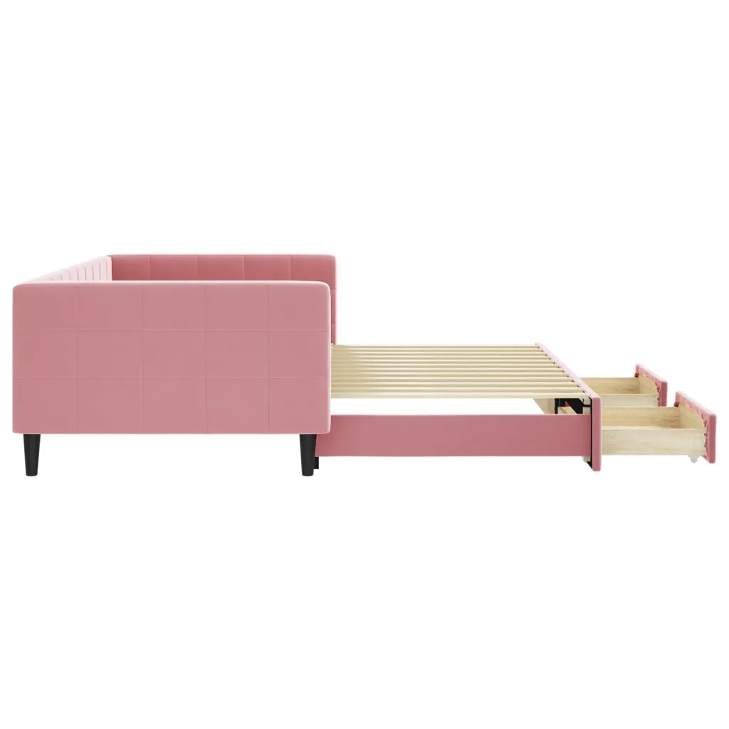 Divano Letto Estraibile con Cassetti Rosa 100x200 cm Velluto 3196749