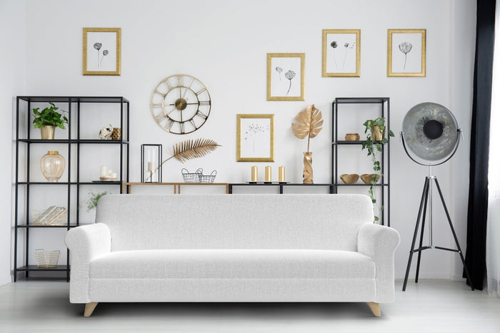 Copridivano Elasticizzato in Tessuto Bianco 2 Posti