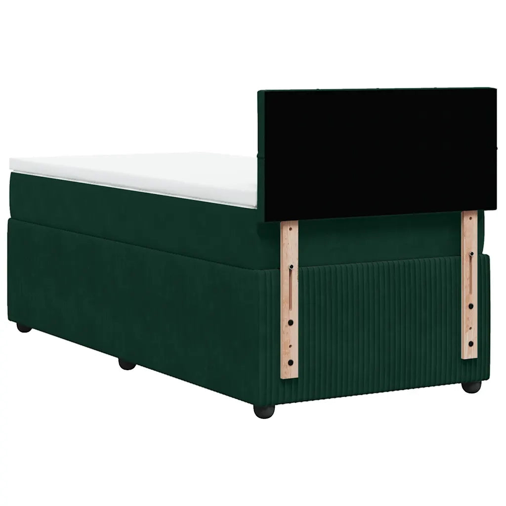 Giroletto a Molle con Materasso Verde Scuro 90x200 cm Velluto