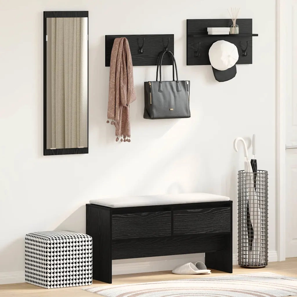 Set mobili da ingresso 4 pcs Rovere Nero Legno multistrato 871529