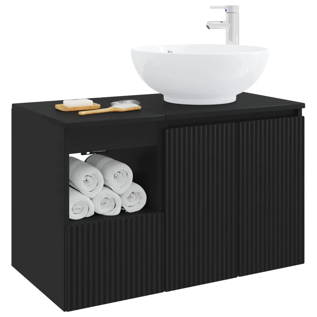 Set di mobili per il bagno 2 pz Nero Legno ingegnerizzato 3404085