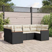 Set Divano da Giardino 6 pz con Cuscini Nero in Polyrattan 3258661