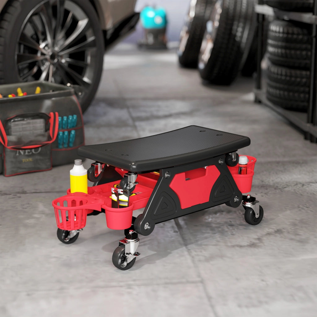 Sgabello da lavoro mobile con rotelle ¨C zephmum ¨C 86x33x33cm, rosso