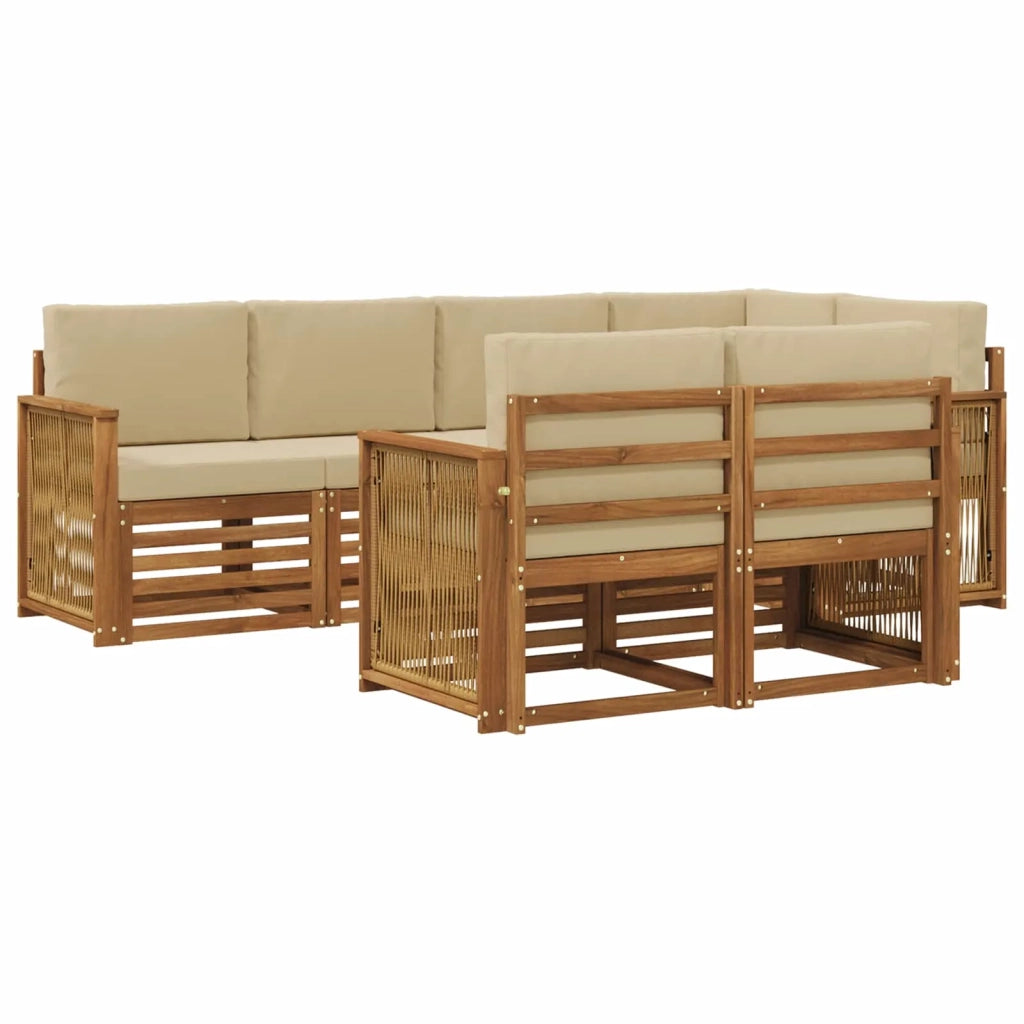 Set divano sezionale con cuscino 6 pcs Naturale