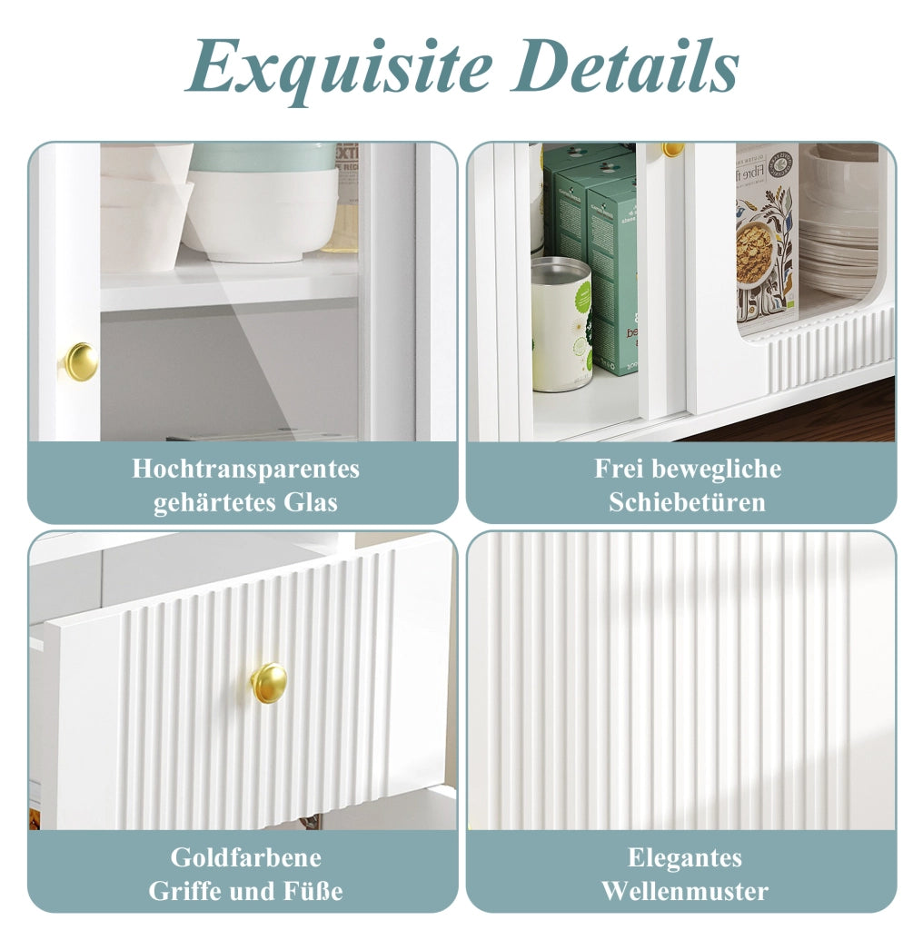 Sideboard bianco multifunzione con piano estensibile 116x40 cm