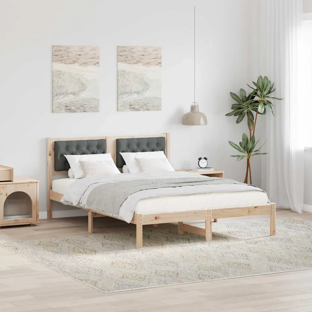 Struttura del letto Grigio scuro 140 x 190 cm Pino massello 878195
