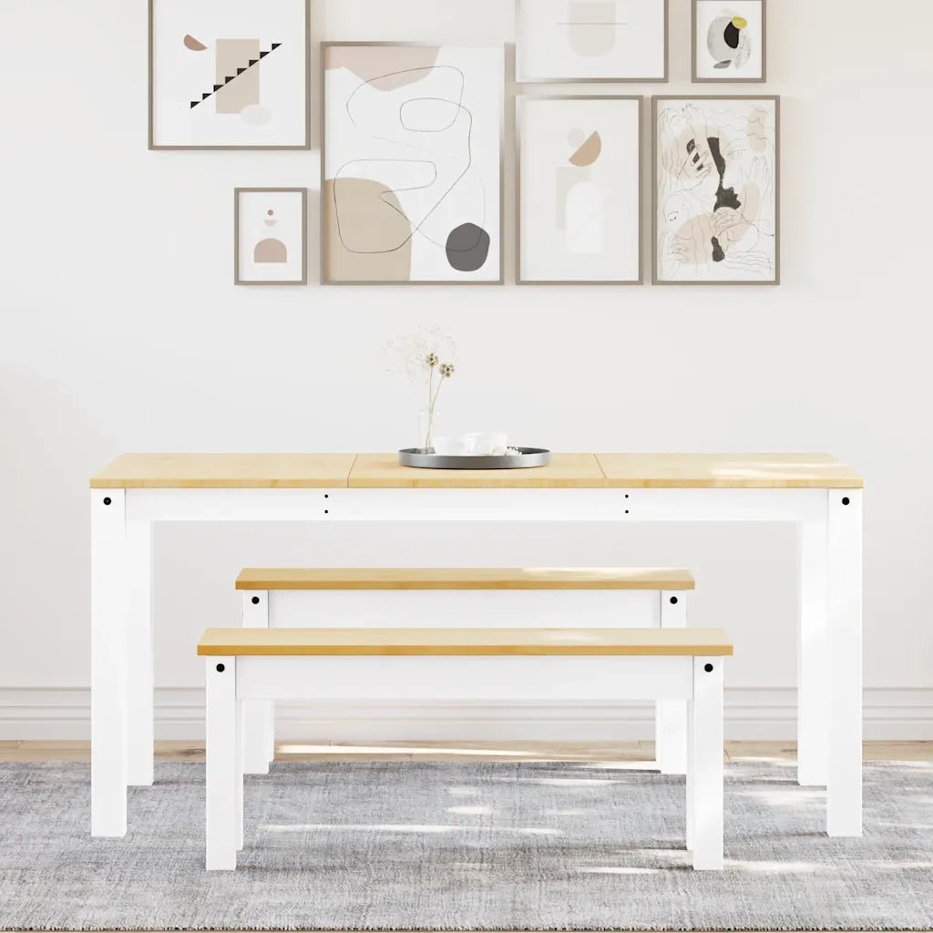 Set da Pranzo 3 pz PANAMA Bianco in Legno Massello di Pino 3345175