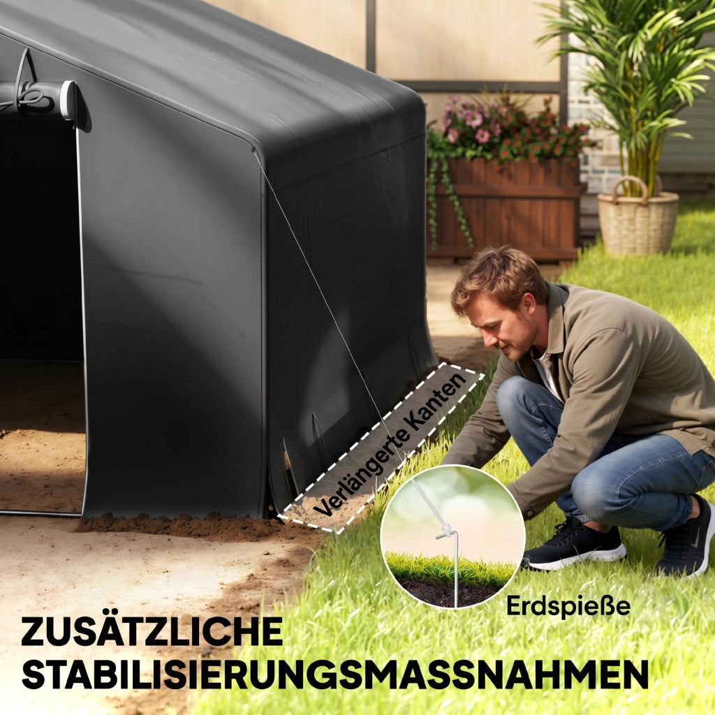 Capanno da Giardino Portatile con Porta a Rullo ¨C Minimal ¨C Metallo Antracite 200x120x150 cm