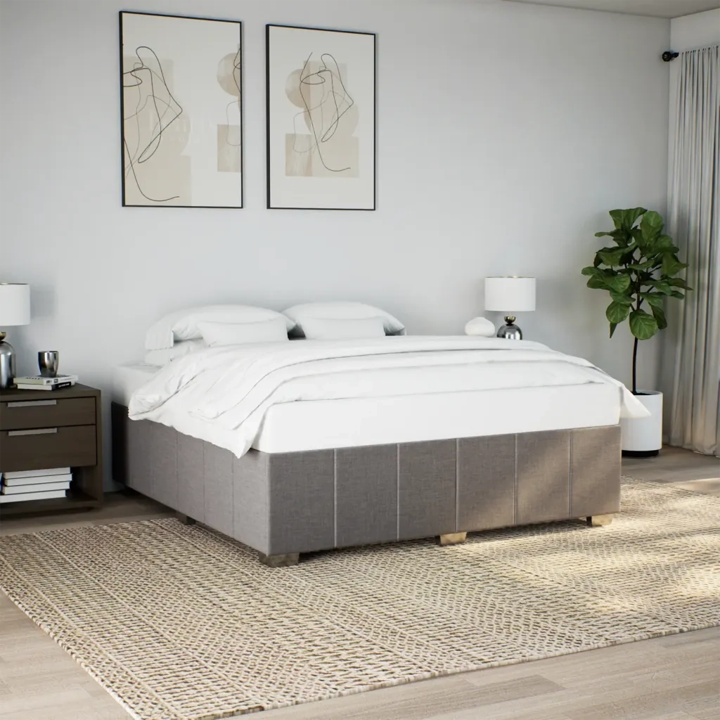 Letto matrimoniale | Letto per adulti | Giroletto senza Materasso Tortora 180x200 cm in Tessuto