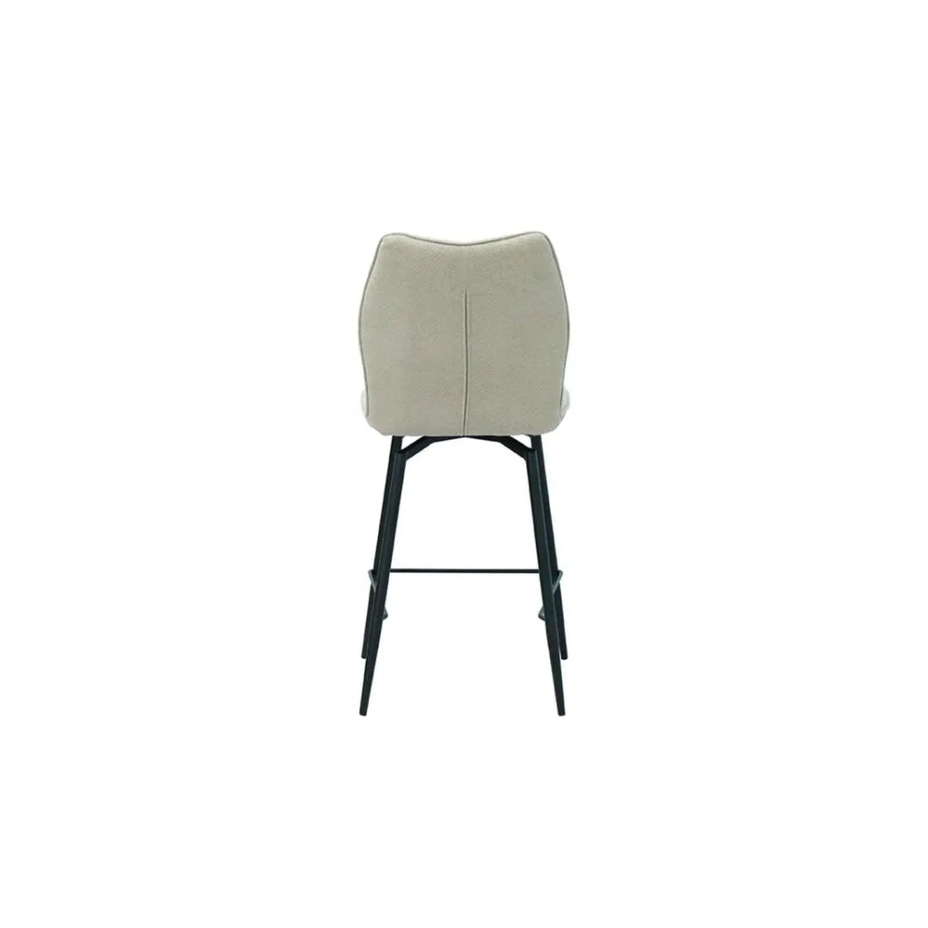 Sedia da bancone girevole CROFT - Tessuto écru - Piedi in metallo nero - Altezza 103 cm - Stile design/industriale