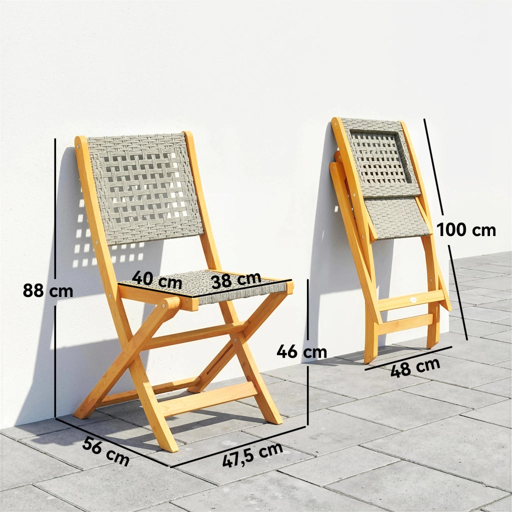 Sedie da Giardino 2 Pezzi ¨C zephmum ¨C Legno Massello e Polyrattan Grigio