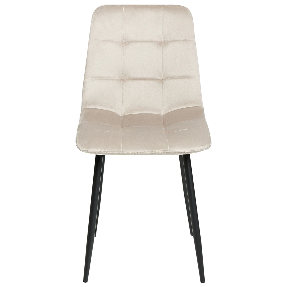 Set di 4 sedie da pranzo in velluto beige gambe in ferro stile moderno