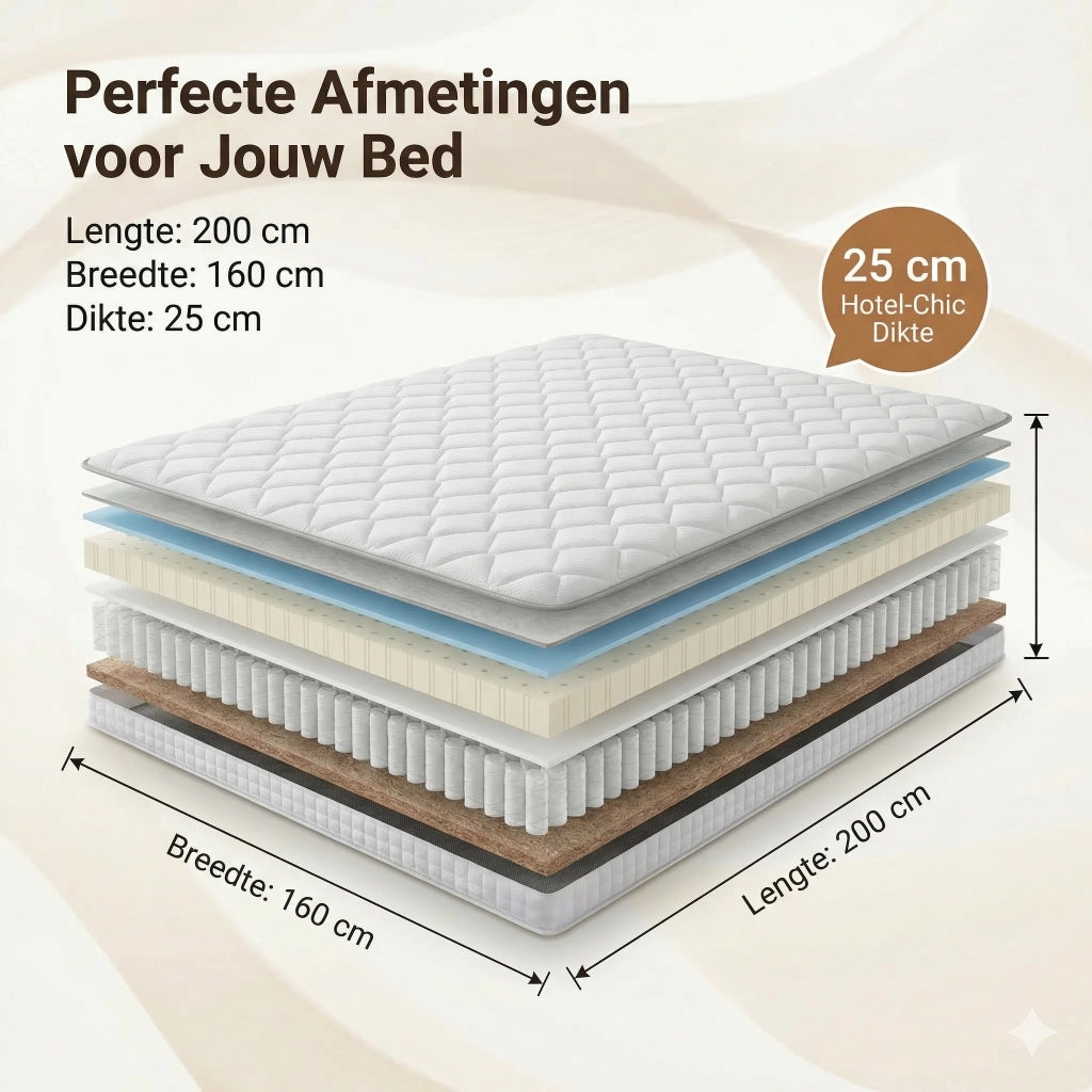 Materasso a Molle 7 Zone 160x200 H4 ¨C MINIMAL ¨C 25cm, Schiuma Comfort, OEKO-TEX