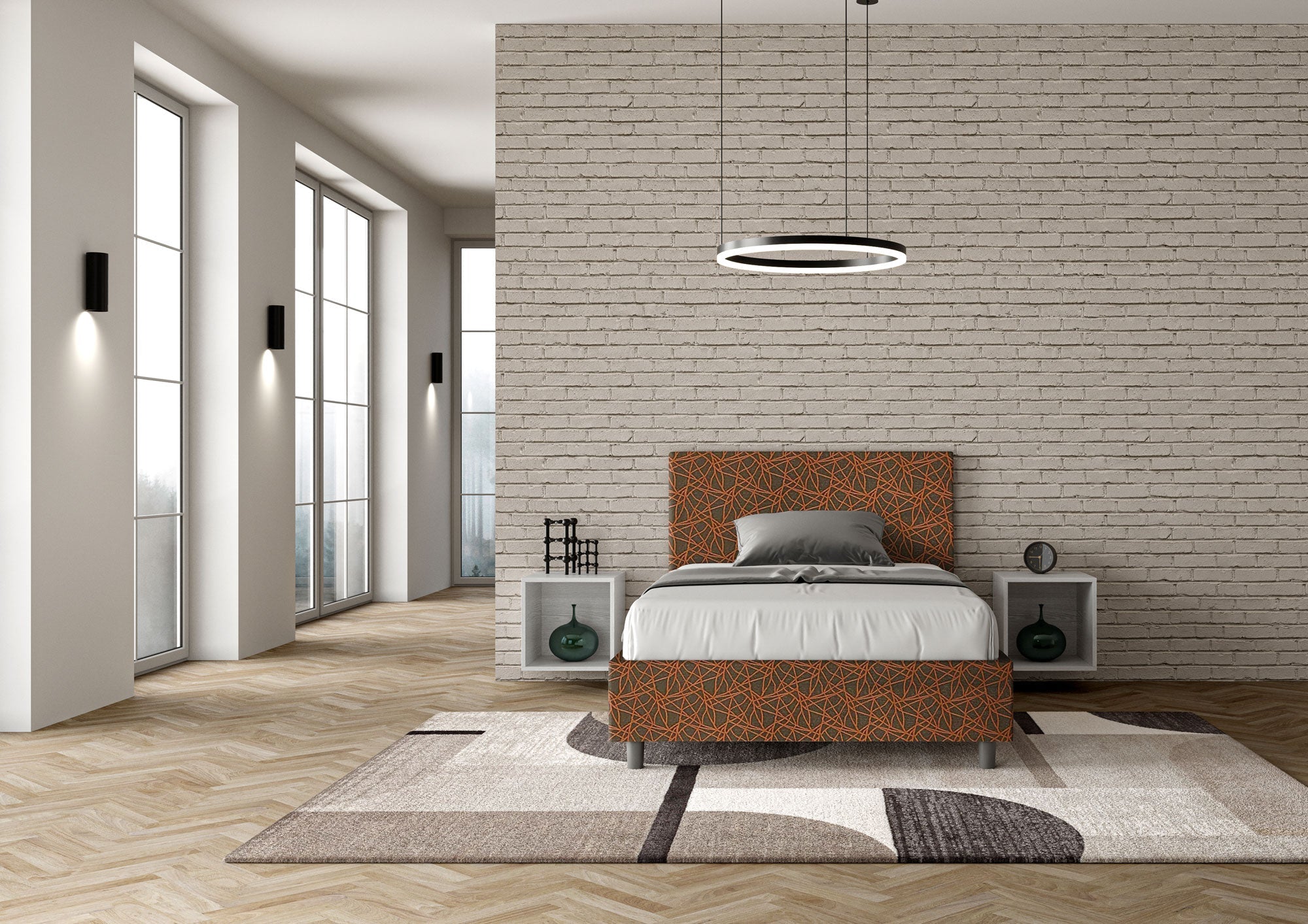 Letto 1 Piazza e Mezzo 120x200 cm Senza Rete Adele Era 04 Arancione