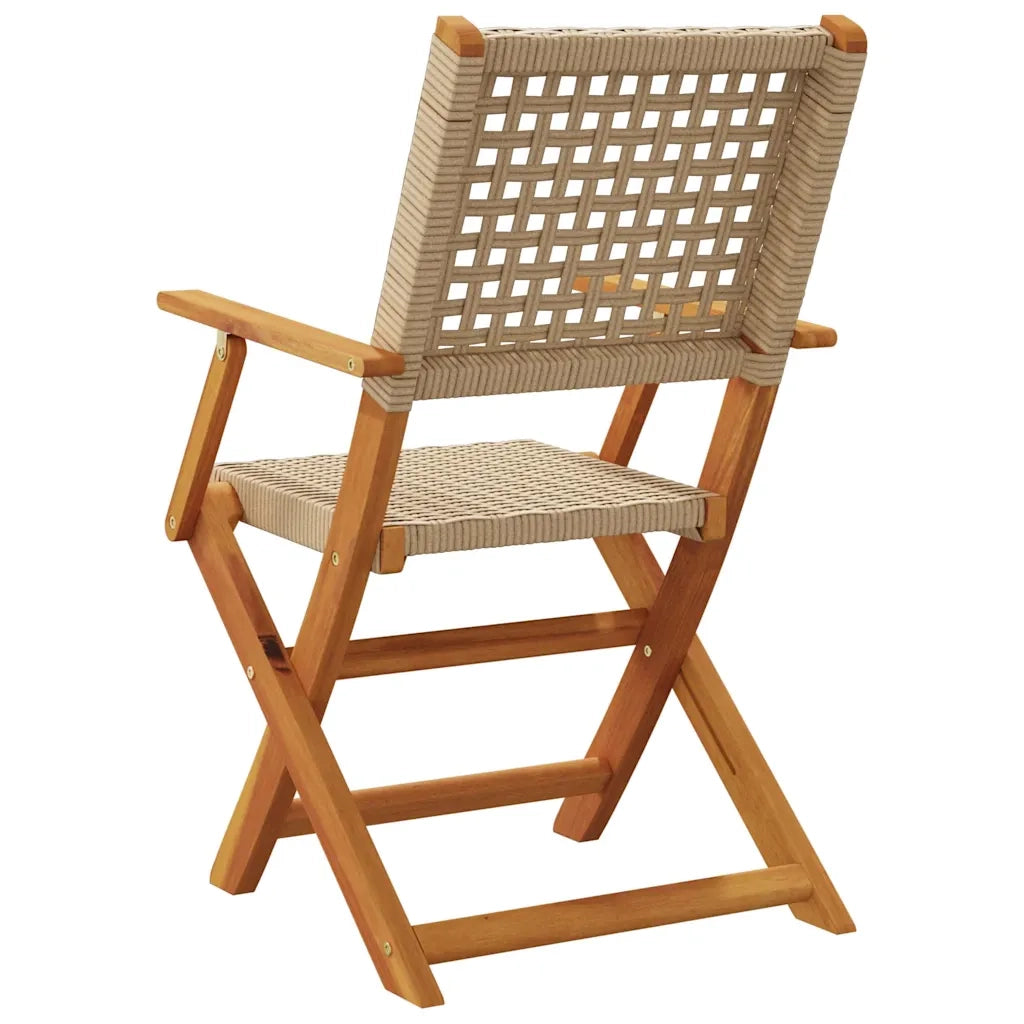 vidaXL Sedie Giardino Pieghevoli 6pz Beige Polyrattan e Legno Massello