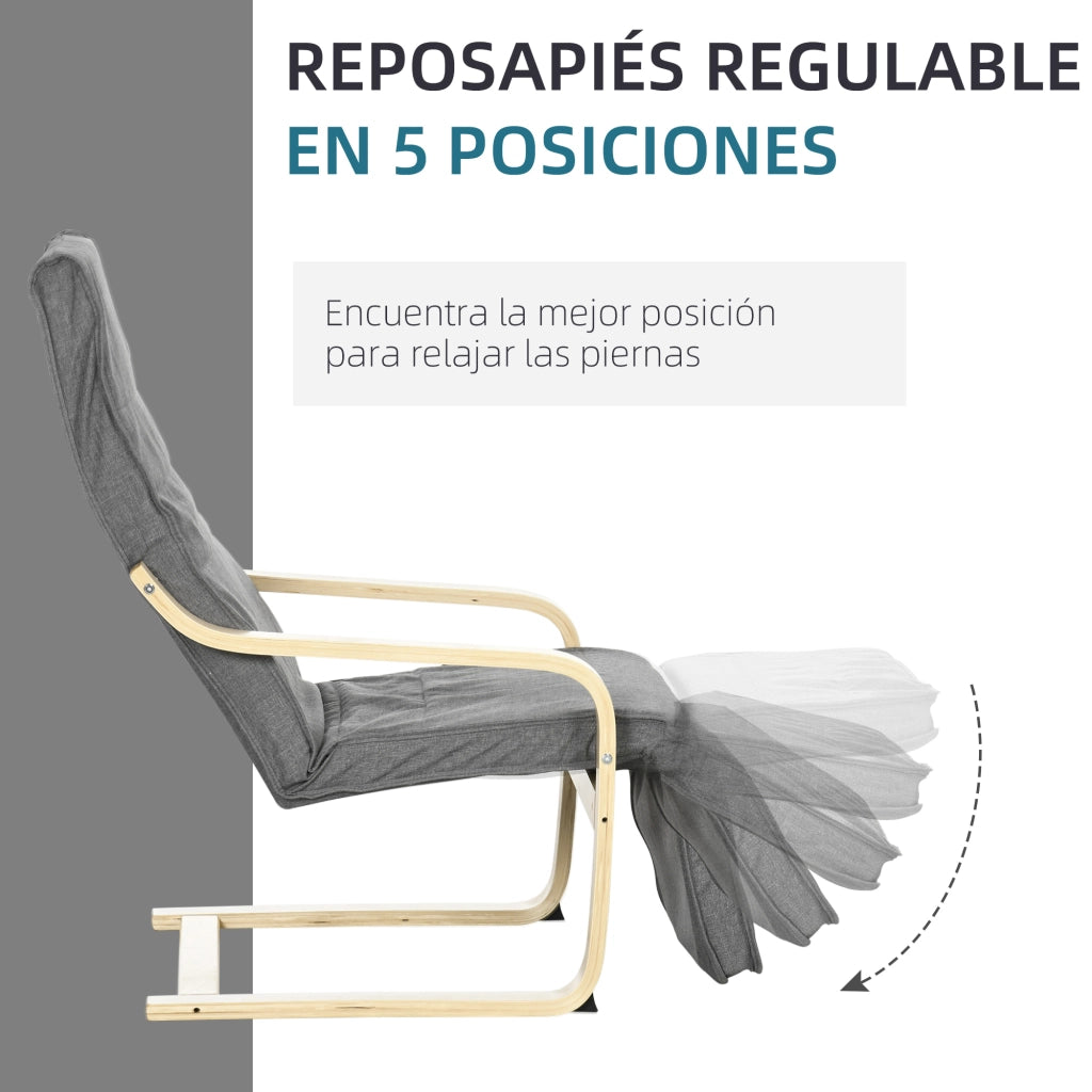 Poltrona Relax con Poggiapiedi Regolabile in Tessuto ¨C zephmum ¨C Grigio 66,5x94x100 cm