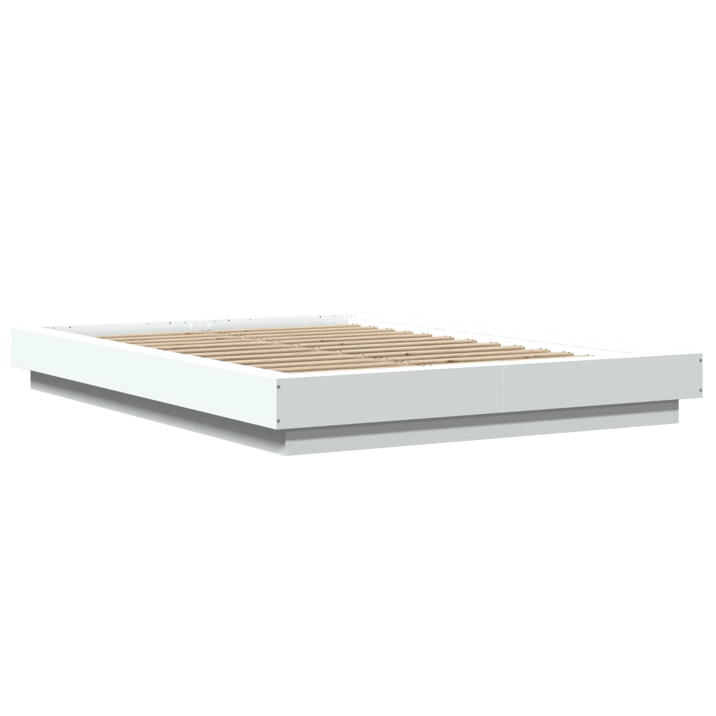 Giroletto con Luci LED-Struttura Letto Bianco 120x200 cm in Legno Multistrato