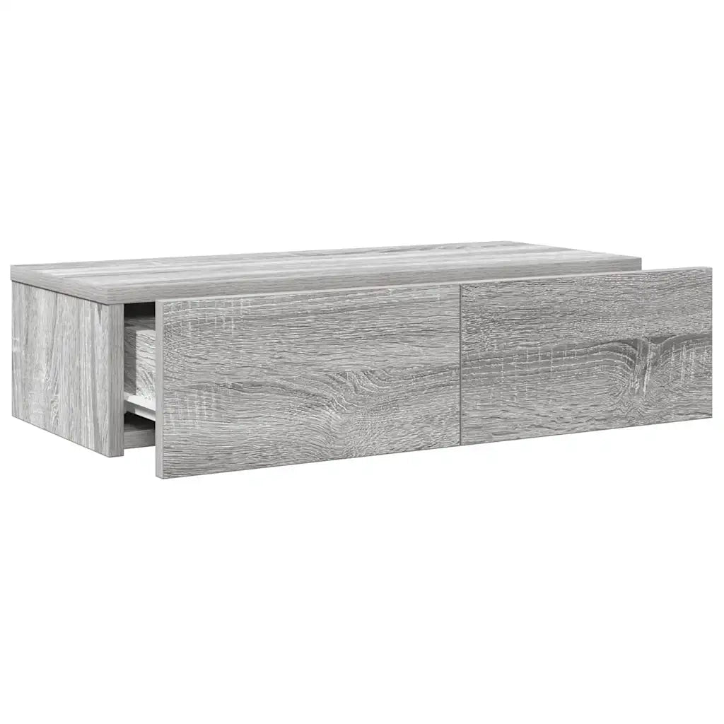 Scaffale a Parete con Cassetti Grigio 60x26,5x15 cm Truciolato 859973