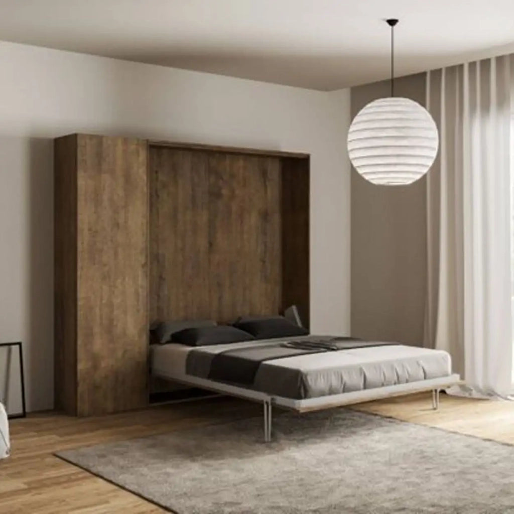 Letto matrimoniale a scomparsa 160 Kentaro con colonna noce