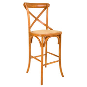 Sgabello in legno e seduta in rattan marrone 45x53x75/116h