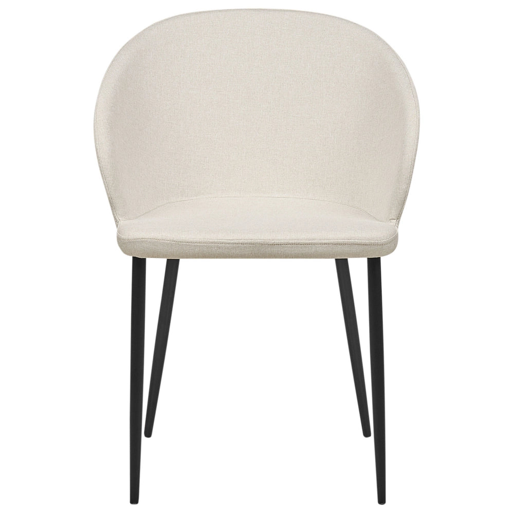 Set di 2 sedie da pranzo in tessuto beige chiaro imbottito con gambe nere Stile retrò Mobili per il soggiorno