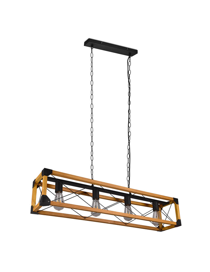 Lampada a Sospensione da Interno Attacco E27 in Metallo Nero Opaco