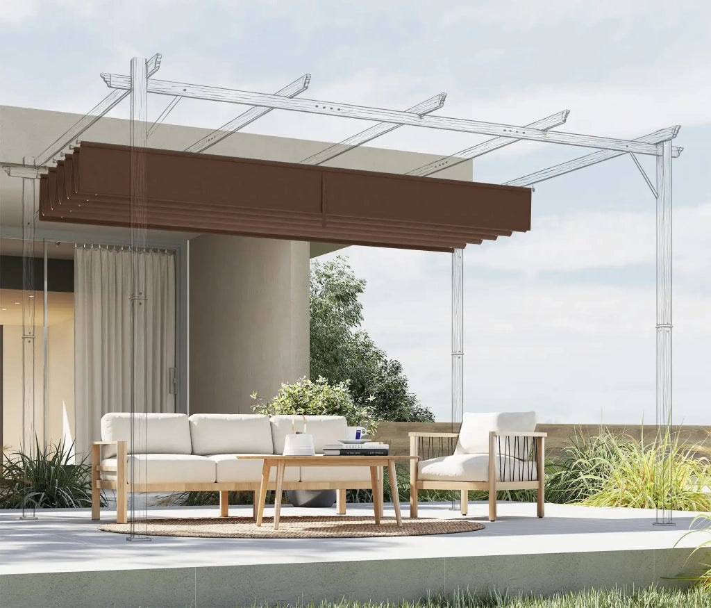 Tetto di Ricambio per Pergola Gazebo da Giardino 300x400 cm in Poliestere Caffè