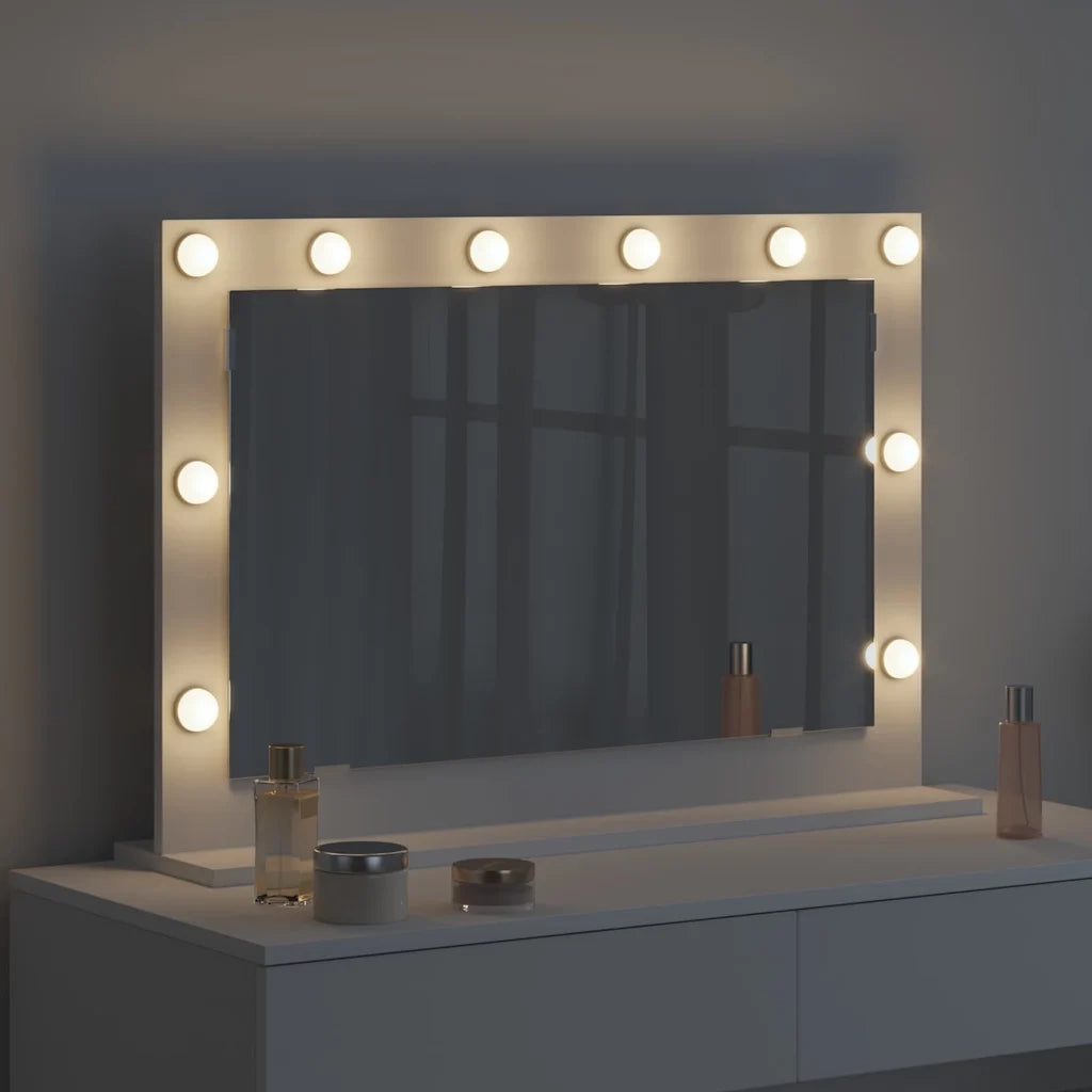 Specchio da Vanità Rettangolare Bianco 80 x 15 x 18 cm 868293