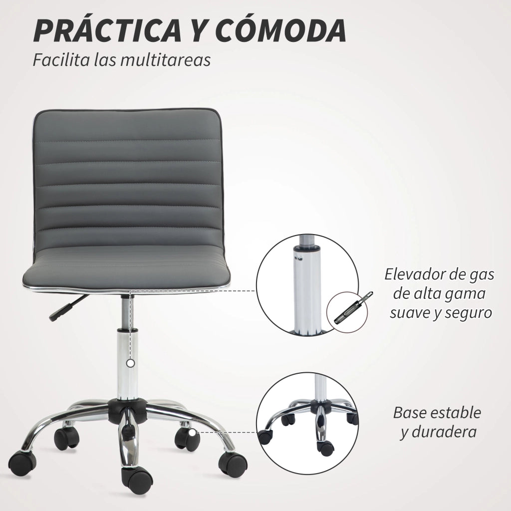 Sedia da ufficio girevole senza braccioli ¨C zephmum ¨C Grigio scuro imbottita PU
