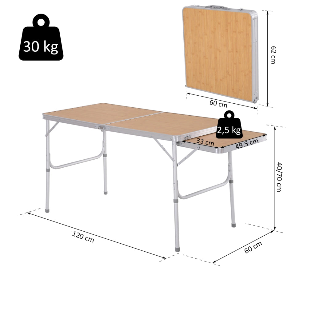Tavolo da pranzo pieghevole per giardino ¨C zephmum ¨C alluminio 153x60x39/71 cm