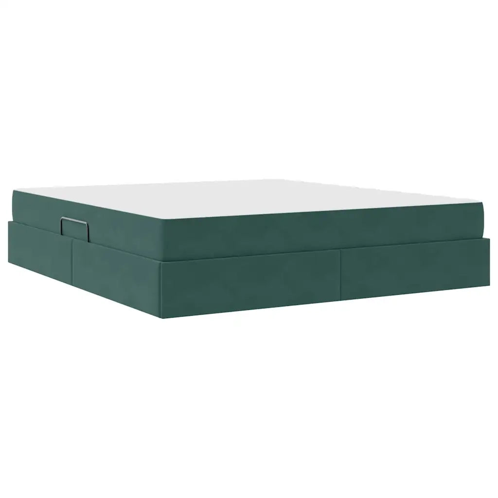 Letto con contenitore e materasso Verde Scuro 160 x 200 cm 3399733