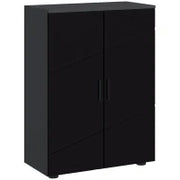 kleankin Mobiletto Bagno 2 Ante in Legno con 3 Ripiani e Chiusura Ammortizzata, 60x30x82cm, Nero