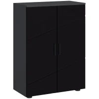 kleankin Mobiletto Bagno 2 Ante in Legno con 3 Ripiani e Chiusura Ammortizzata, 60x30x82cm, Nero