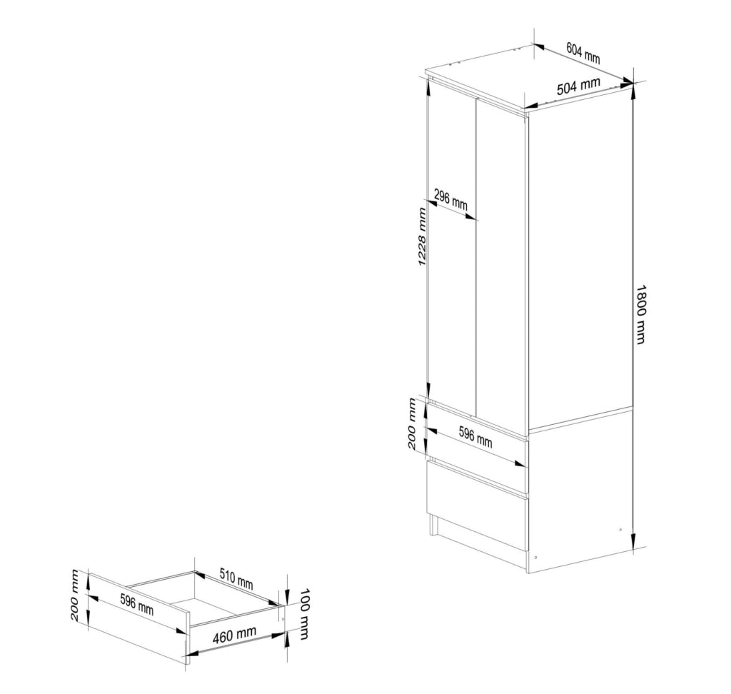 Armadio AKORD S60 Quercia Craft 60 cm 2 ante 2 cassetti 60x51x180 cm
