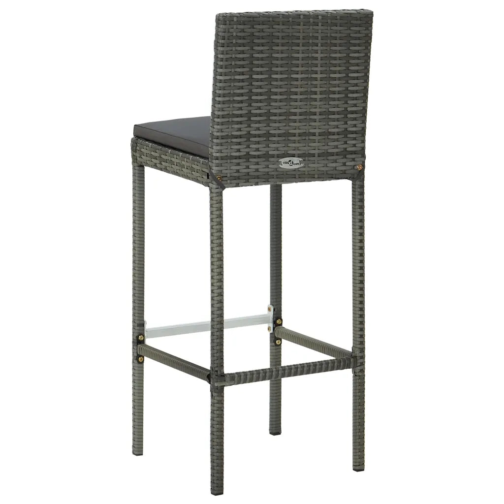 Set da Bar da Giardino 5 pz con Cuscini in Polyrattan Grigio 3064833