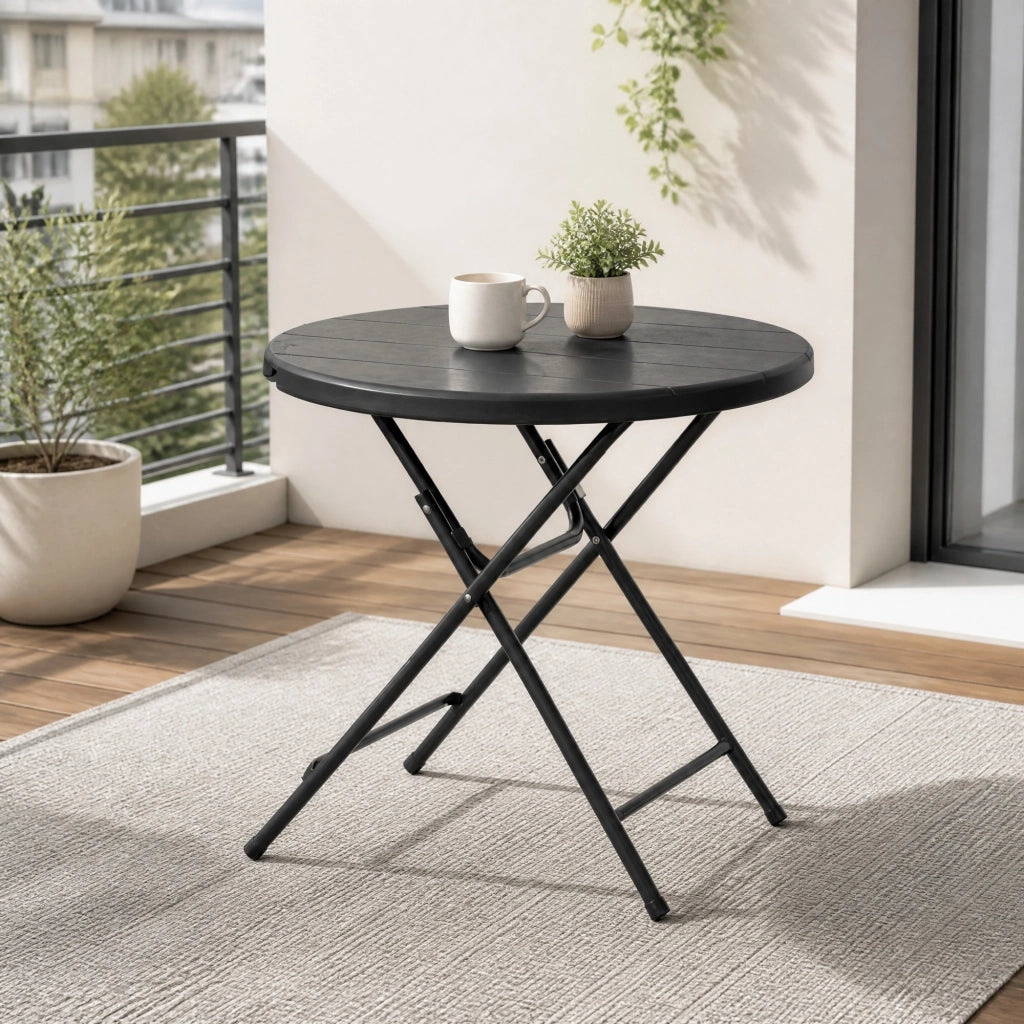 TAVOLO PIEGHEVOLE Ø80 cm Effetto legno Grigio scuro per 4 persone