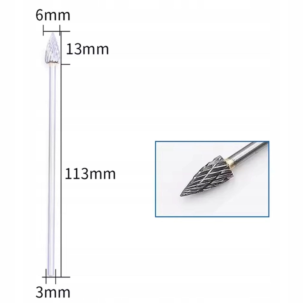 Set di Frese Rotative in Carburo di Tungsteno – Compatibile con Dremel e Altri | 10 Pezzi, Doppio Taglio, 3 mm, 100 mm
