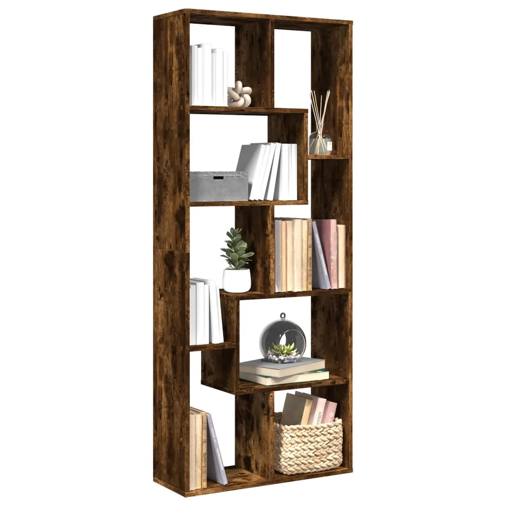 Libreria Divisorio-Scaffale per Libri-Mobile di Stoccaggio Rovere Fumo 67x25x161,5 cm in Truciolato