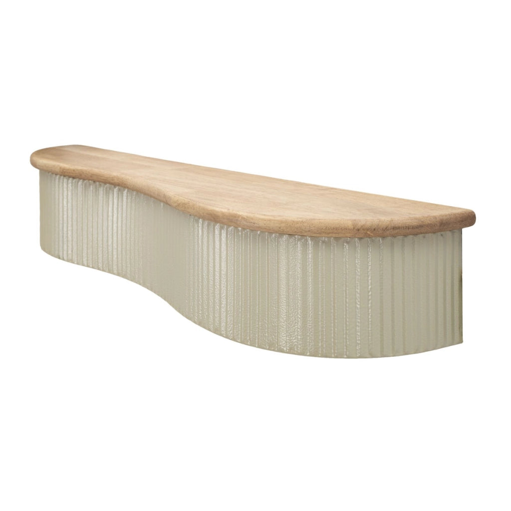 Mensole Frankfurt in legno di rubber e metallo verde — coppia 86 e 65 cm