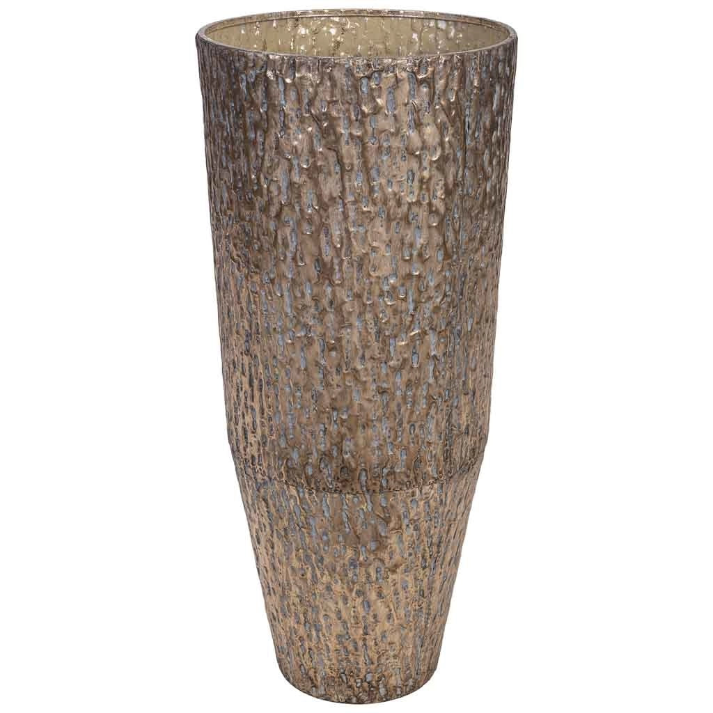 Vaso da fiori in metallo dorato 44,5x44,5x100h cm